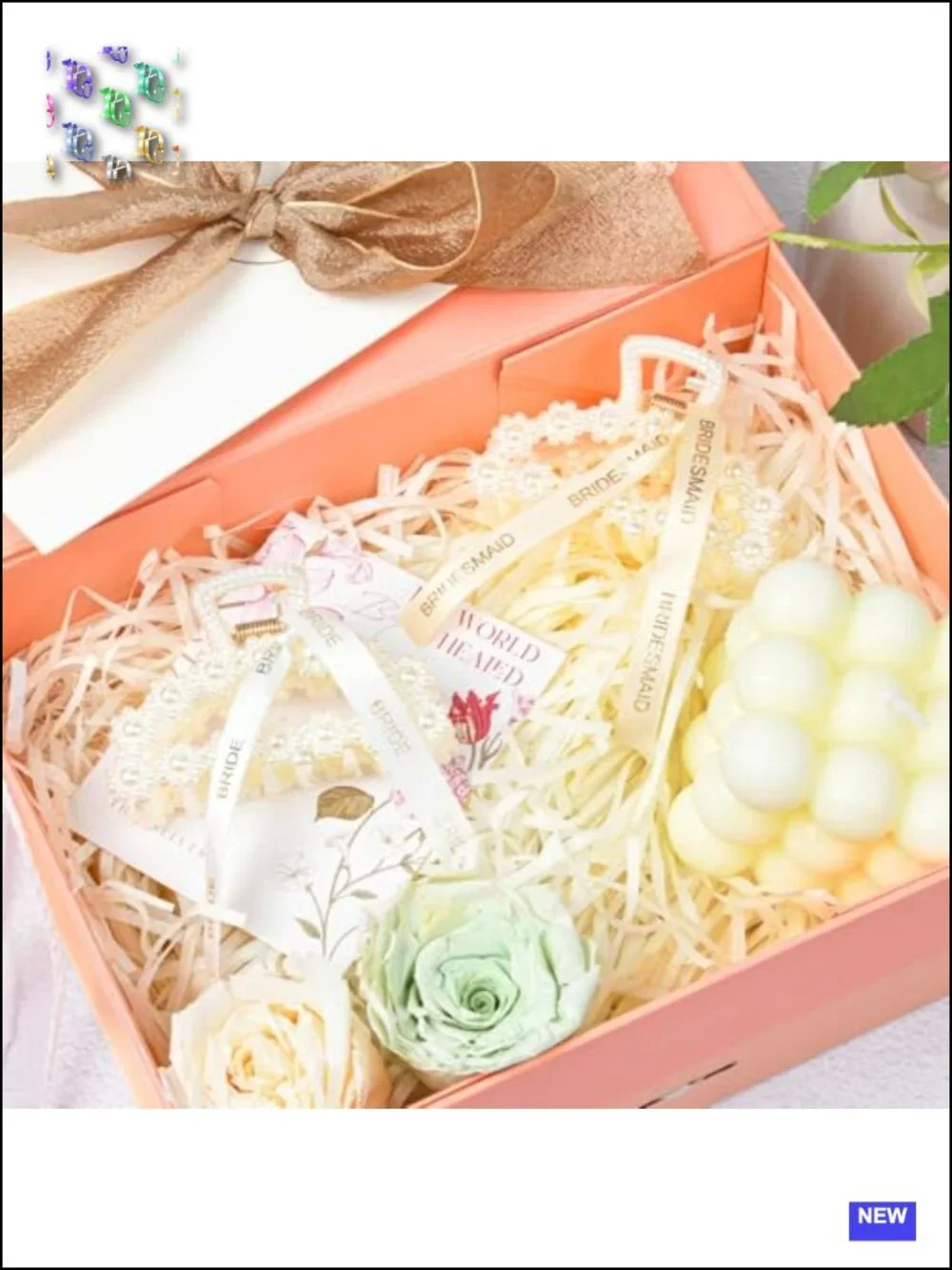 8 Pack Pearl Hair Claw Clips with Ribbon Bridesmaid Proposal Gifts